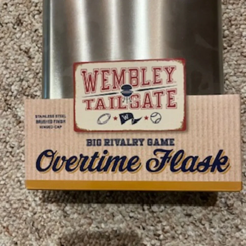 Flask . 64 Oz Brushed Stainless Steel ........... Wembly Tailgate Overtime Flask